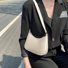Vintage Faux Leather Shoulder Bag Minimalist Zipper Handbag