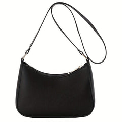 Vintage Faux Leather Shoulder Bag Minimalist Zipper Handbag