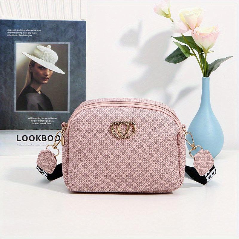 Heart Decor Mini PU Crossbody Bag for Women