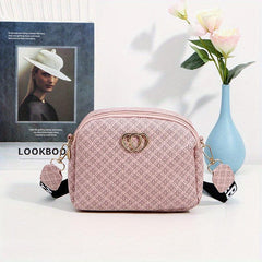 Heart Decor Mini PU Crossbody Bag for Women