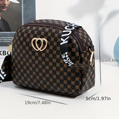 Heart Decor Mini PU Crossbody Bag for Women