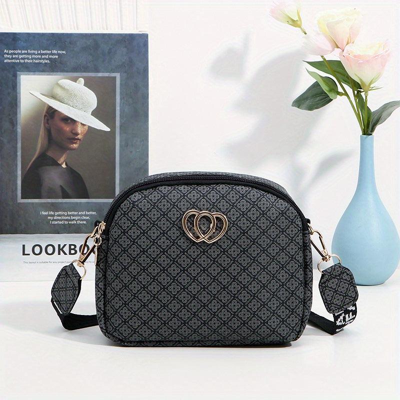 Heart Decor Mini PU Crossbody Bag for Women