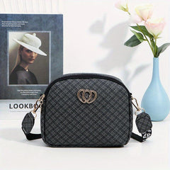 Heart Decor Mini PU Crossbody Bag for Women