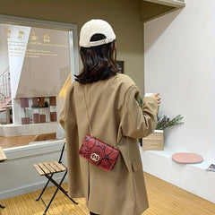 Snake Skin Metal Chain Crossbody Bag PU Leather Cell Phone Bag