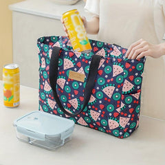 Large Capacity Insulated Lunch Bag Waterproof Zipper Handbag