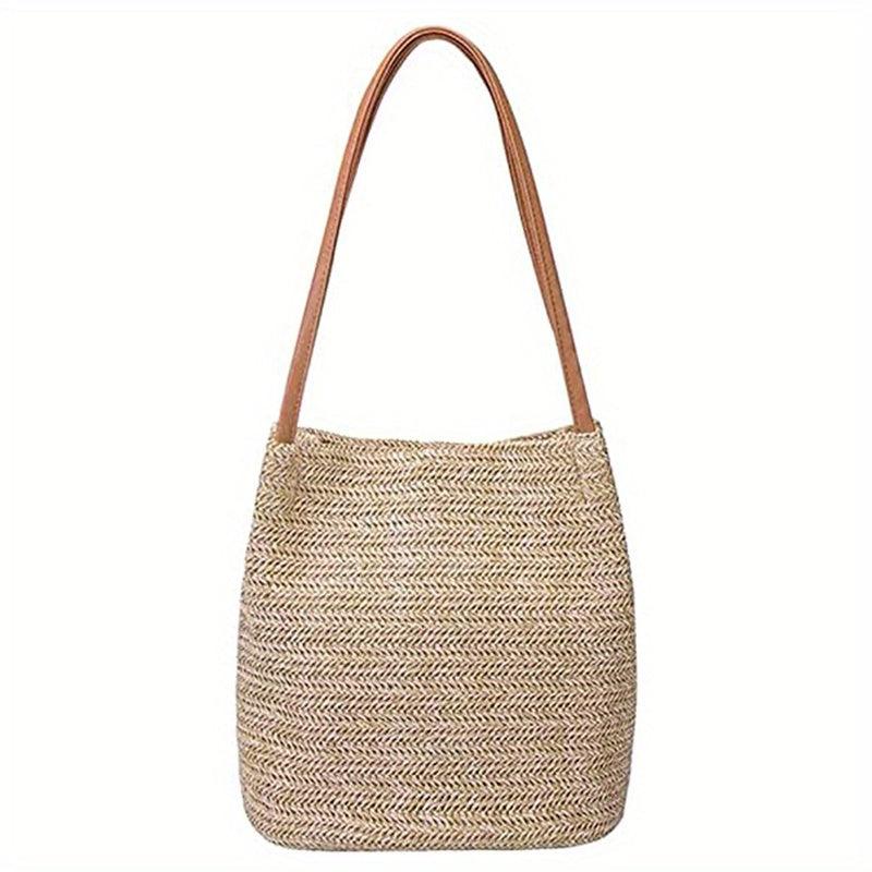Straw Beach Bag Women's Woven Shoulder Bag Casual Summer Tote for Holiday