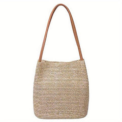 Straw Beach Bag Women's Woven Shoulder Bag Casual Summer Tote for Holiday