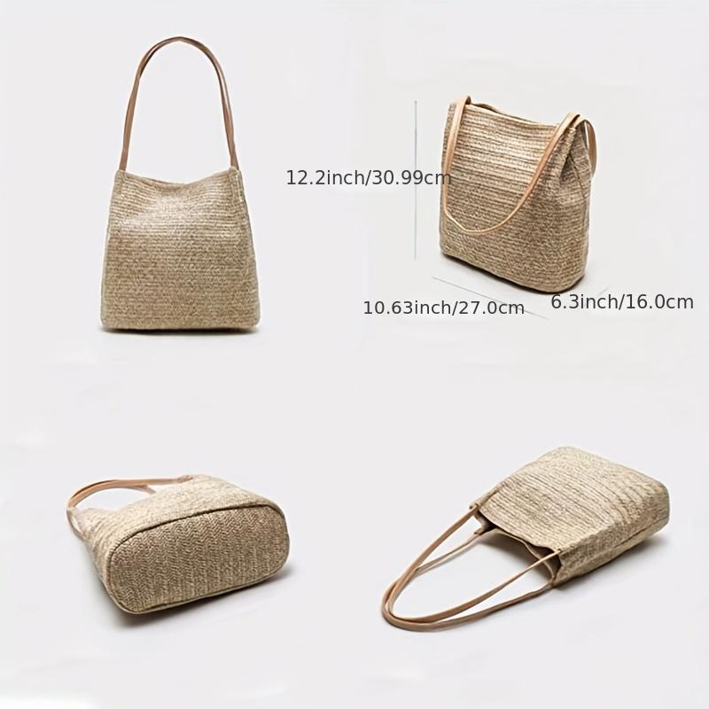 Straw Beach Bag Women's Woven Shoulder Bag Casual Summer Tote for Holiday
