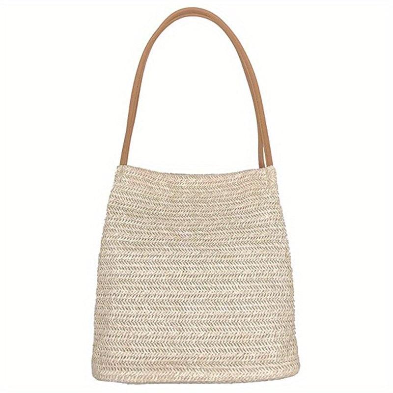 Straw Beach Bag Women's Woven Shoulder Bag Casual Summer Tote for Holiday