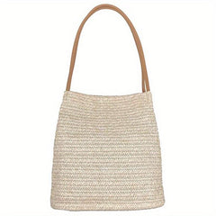 Straw Beach Bag Women's Woven Shoulder Bag Casual Summer Tote for Holiday