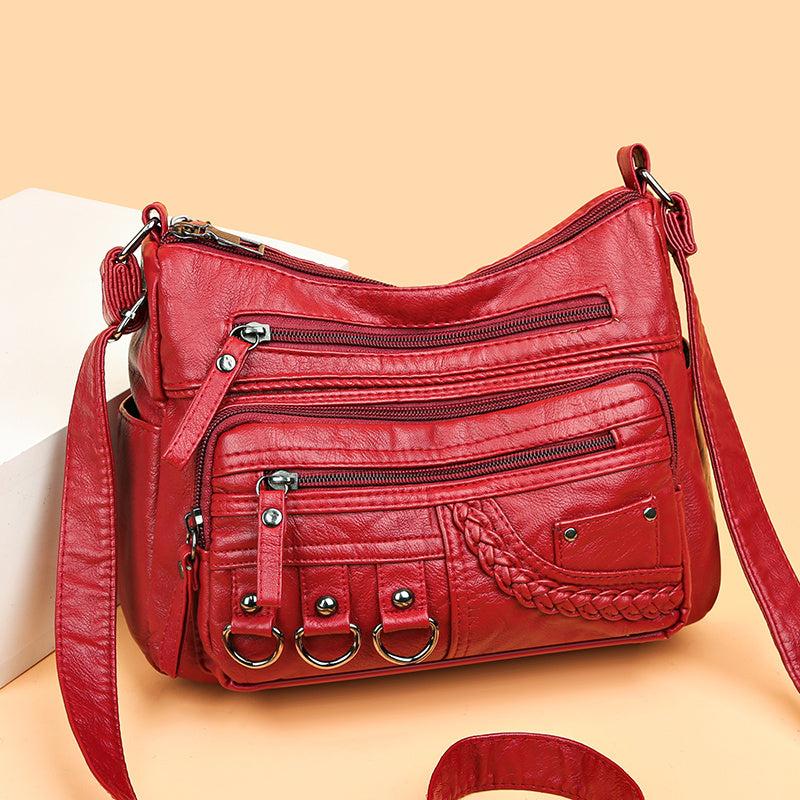 Metal Decor Crossbody Bag Women's Faux Leather Purse