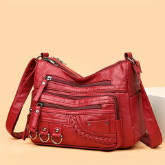Metal Decor Crossbody Bag Women's Faux Leather Purse