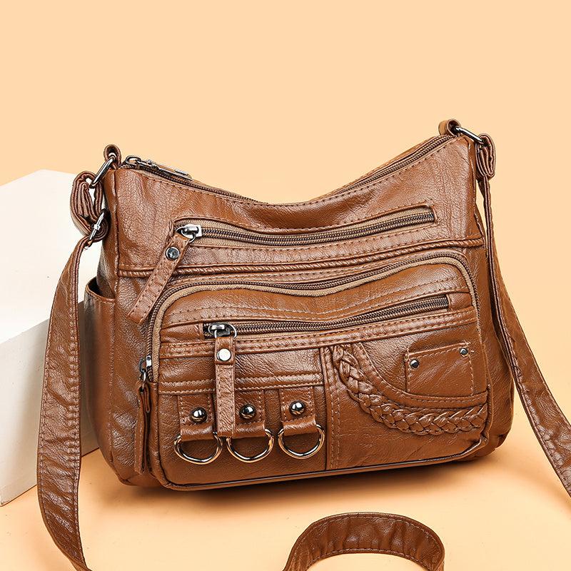 Metal Decor Crossbody Bag Women's Faux Leather Purse