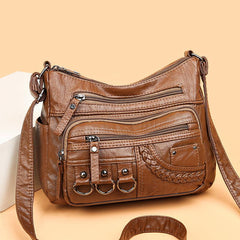 Metal Decor Crossbody Bag Women's Faux Leather Purse