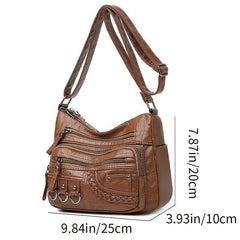 Metal Decor Crossbody Bag Women's Faux Leather Purse