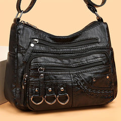 Metal Decor Crossbody Bag Women's Faux Leather Purse