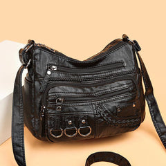 Metal Decor Crossbody Bag Women's Faux Leather Purse