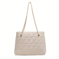Quilted Argyle Pattern Shoulder Bag with Chain Strap