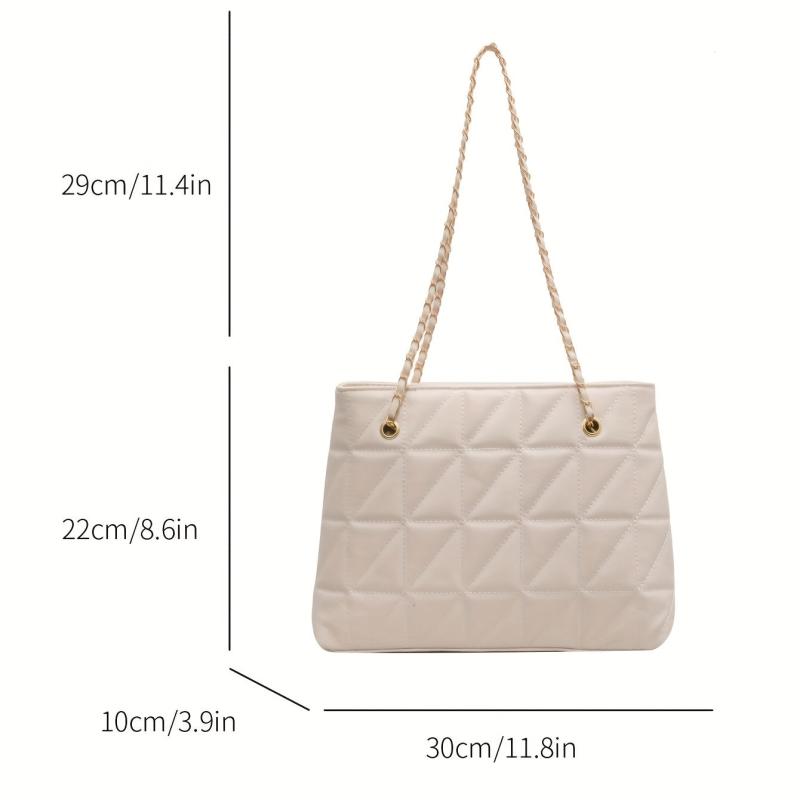 Quilted Argyle Pattern Shoulder Bag with Chain Strap