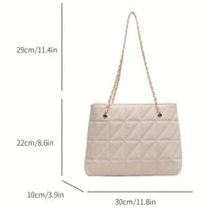 Quilted Argyle Pattern Shoulder Bag with Chain Strap