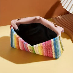 Colorful Rainbow Shoulder Bag Flap Crossbody Stylish Handbag