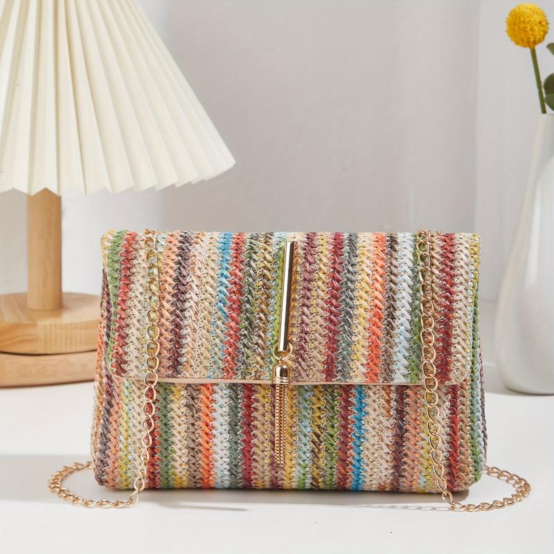 Colorful Rainbow Shoulder Bag Flap Crossbody Stylish Handbag