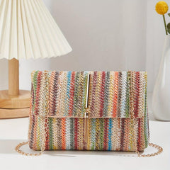 Colorful Rainbow Shoulder Bag Flap Crossbody Stylish Handbag