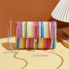 Colorful Rainbow Shoulder Bag Flap Crossbody Stylish Handbag