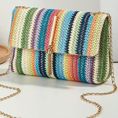 Colorful Rainbow Shoulder Bag Flap Crossbody Stylish Handbag