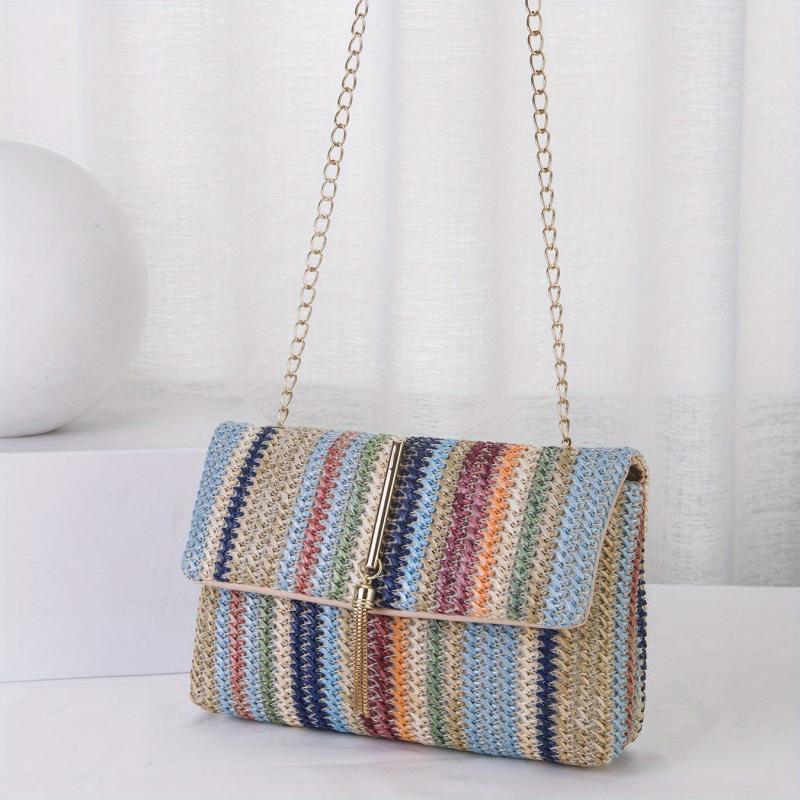 Colorful Rainbow Shoulder Bag Flap Crossbody Stylish Handbag