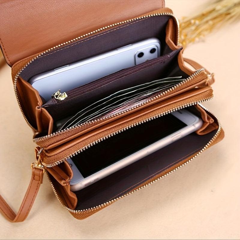 Mini Solid Crossbody Bag Casual PU Leather Shoulder Bag Women's Phone Storage