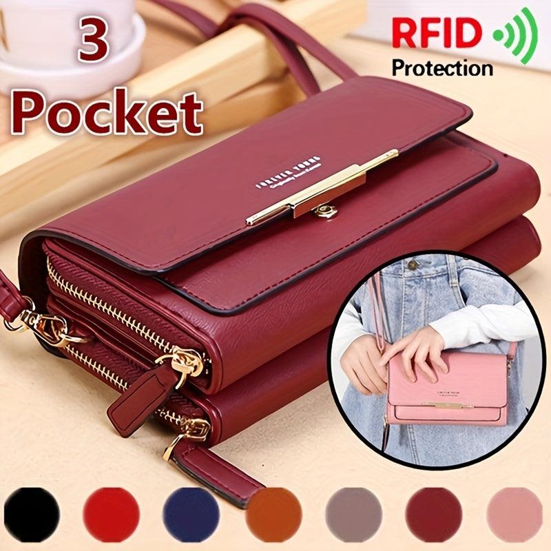 Mini Solid Crossbody Bag Casual PU Leather Shoulder Bag Women's Phone Storage