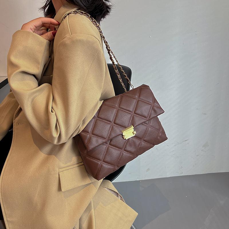 Quilted Chain Crossbody Bag Square Bag Messenger Bag