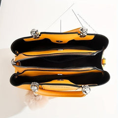 Classic Tote Satchel Bag with Pom Pom Decor Women's Shoulder Bag