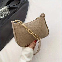 Minimalist Felt Shoulder Bag Chain Underarm Purse Women's Solid Handbag
