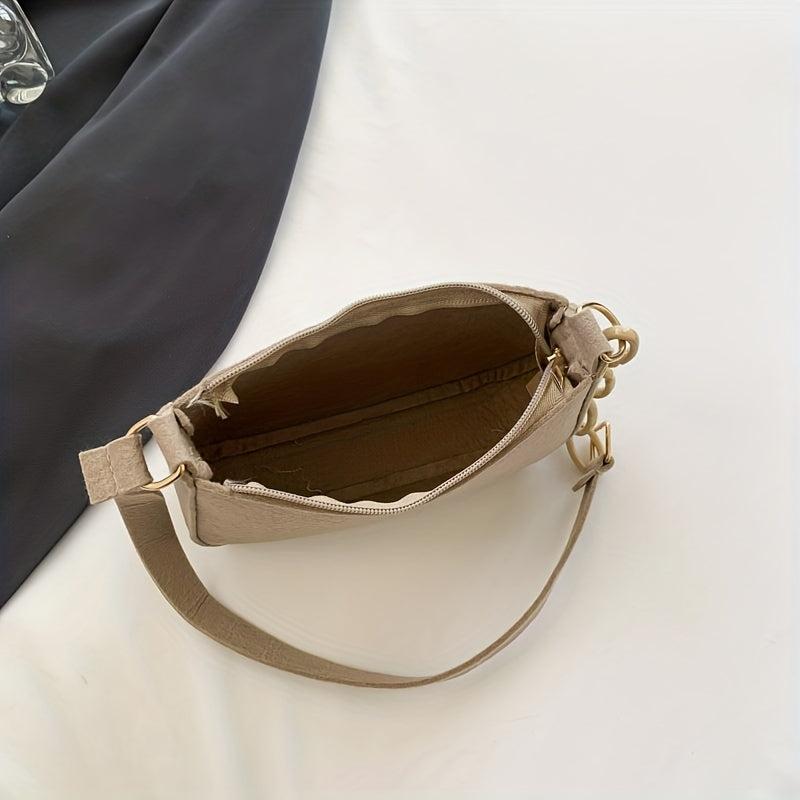 Minimalist Felt Shoulder Bag Chain Underarm Purse Women's Solid Handbag