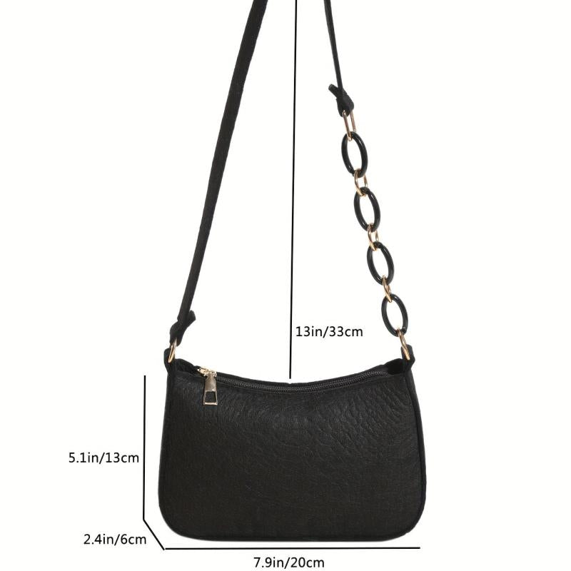 Minimalist Felt Shoulder Bag Chain Underarm Purse Women's Solid Handbag
