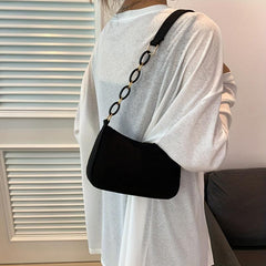 Minimalist Felt Shoulder Bag Chain Underarm Purse Women's Solid Handbag