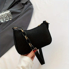 Minimalist Felt Shoulder Bag Chain Underarm Purse Women's Solid Handbag
