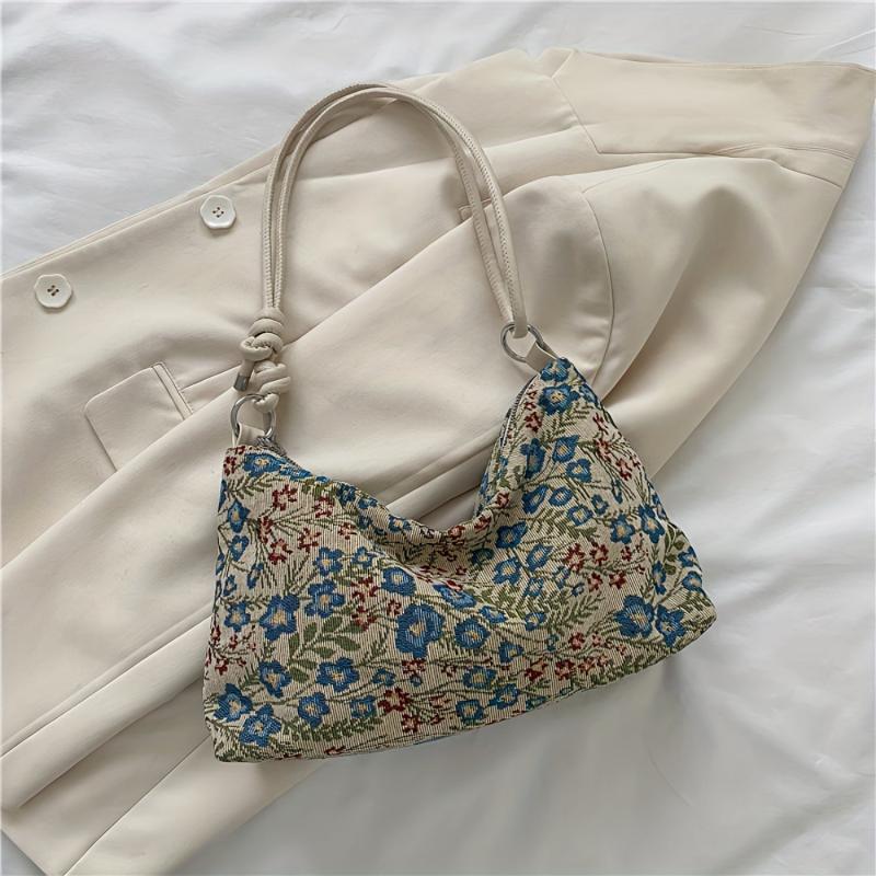 Canvas Retro Underarm Bag Stylish Casual Shoulder Bag Women's Handbag