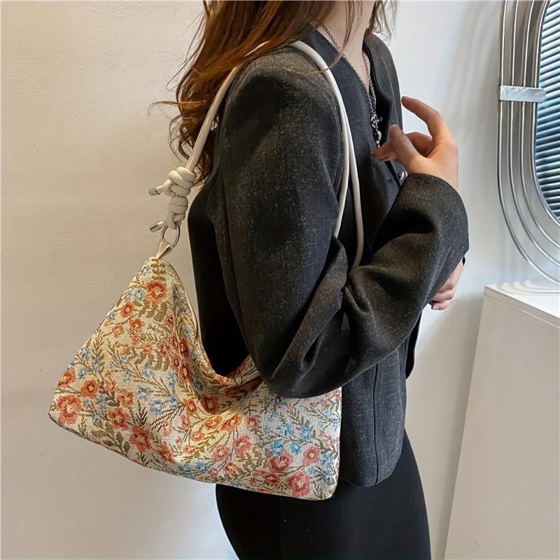 Canvas Retro Underarm Bag Stylish Casual Shoulder Bag Women's Handbag