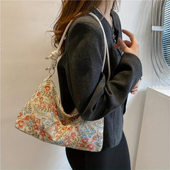 Canvas Retro Underarm Bag Stylish Casual Shoulder Bag Women's Handbag