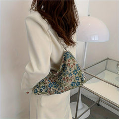 Canvas Retro Underarm Bag Stylish Casual Shoulder Bag Women's Handbag