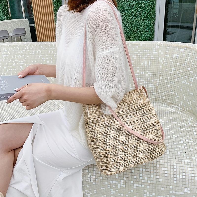 Boho Straw Bag Woven Beach Tote for Travel