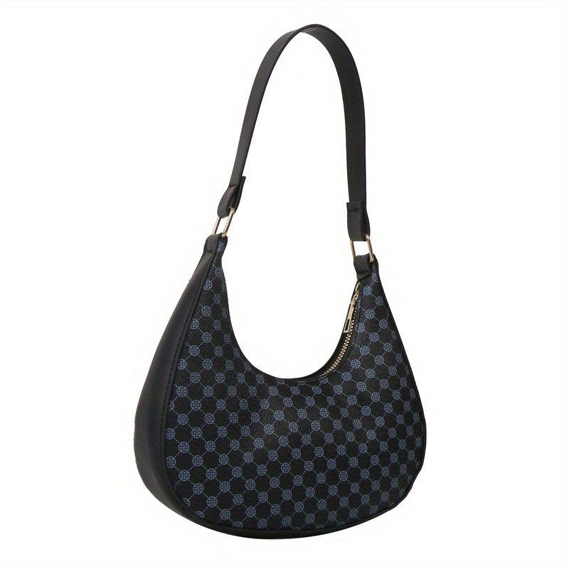 Vintage Crescent Shoulder Bag Classic Zipper Baguette Bag