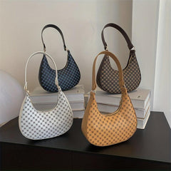 Vintage Crescent Shoulder Bag Classic Zipper Baguette Bag