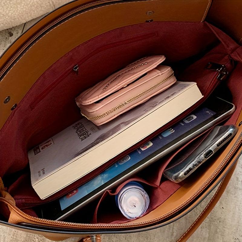 Retro Solid Tote Bag Large Capacity Shoulder Bag