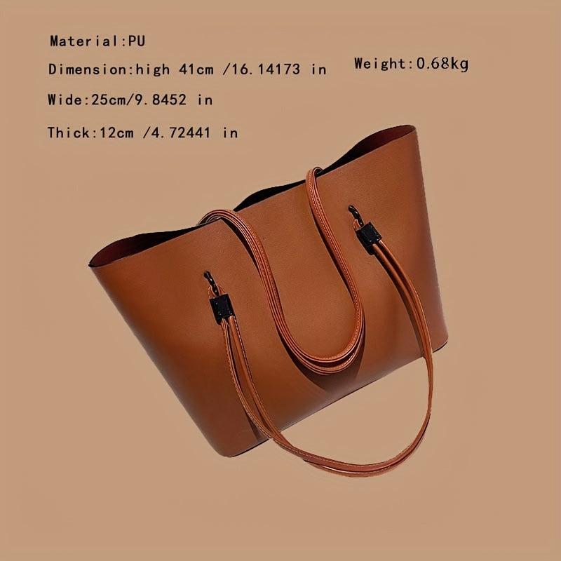 Retro Solid Tote Bag Large Capacity Shoulder Bag