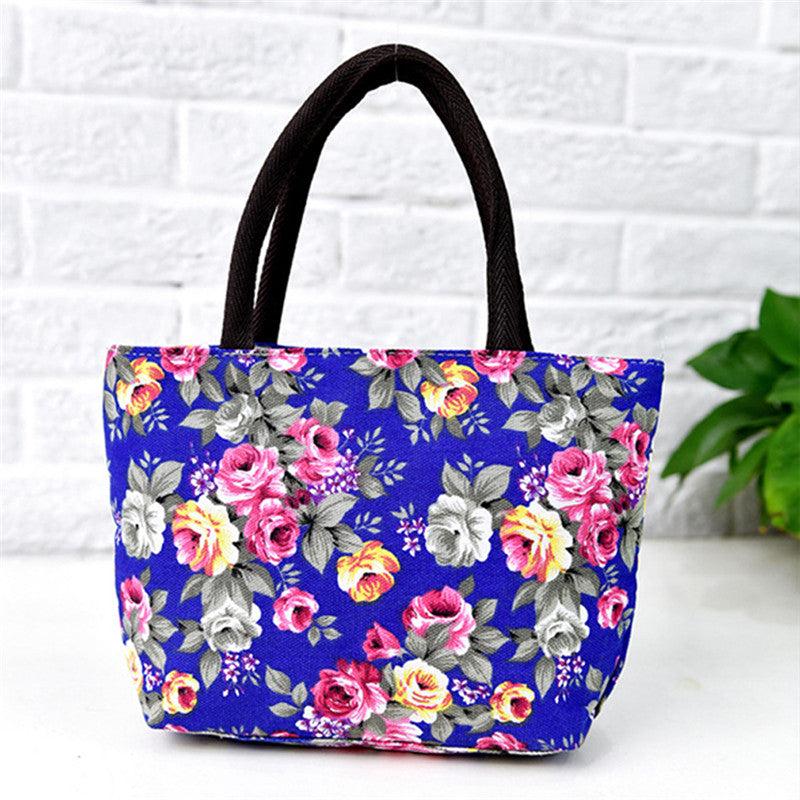 Floral Print Canvas Shoulder Bag Handbag
