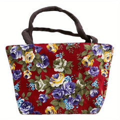Floral Print Canvas Shoulder Bag Handbag